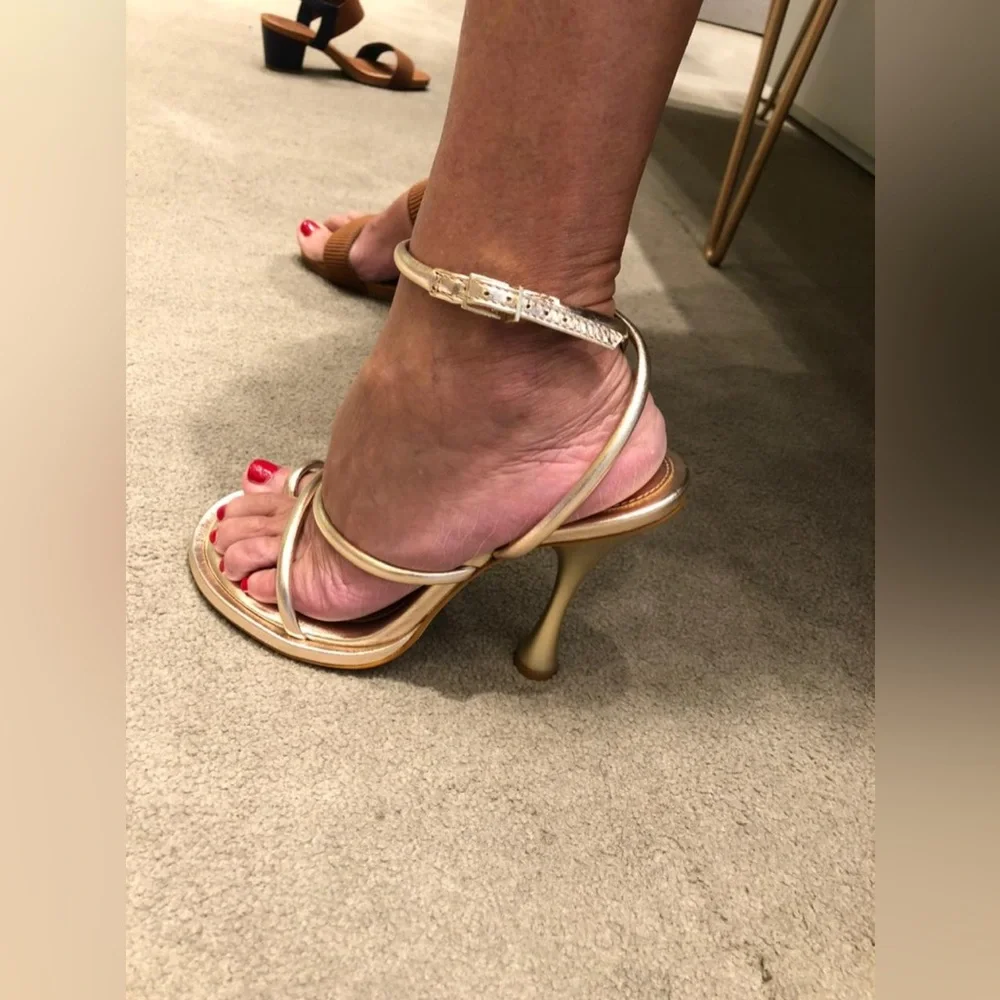 SCHUTZ Metallic Gold Strappy Sandals - Picture 15 of 15